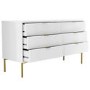 GRADE A1 - High Gloss White and Gold Wide Chest of 6 Drawers - Valencia