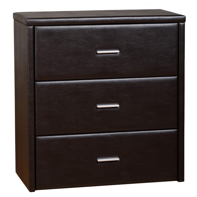 Seconique Prado 3 Drawer Chest in Brown Faux Leather