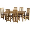 Seconique Tortilla PIne Dining Set + 6 Brown Faux Leather Chairs