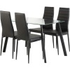 GRADE A1 - Seconique Abbey Dining Set - Glass Dining Table &amp; 4 Black Faux Leather Dining Chairs