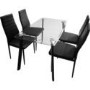 Seconique Abbey Glass Dining Set + 4 Black Faux Leather Dining Chairs
