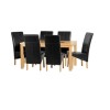 Seconique Wexford Dining Set- Oak Dining Table &amp; 6 Black Faux Leather Dining Chairs