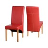 Seconique Wexford Dining Set - Oak Dining Table &amp; 6 Red Faux Leather G1 Dining Chairs