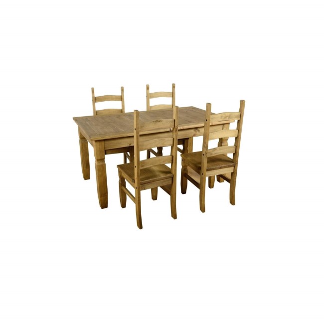 Seconique Corona Extending Dining Set- Waxed Pine Dining Table & 4 Pine Dining Chairs