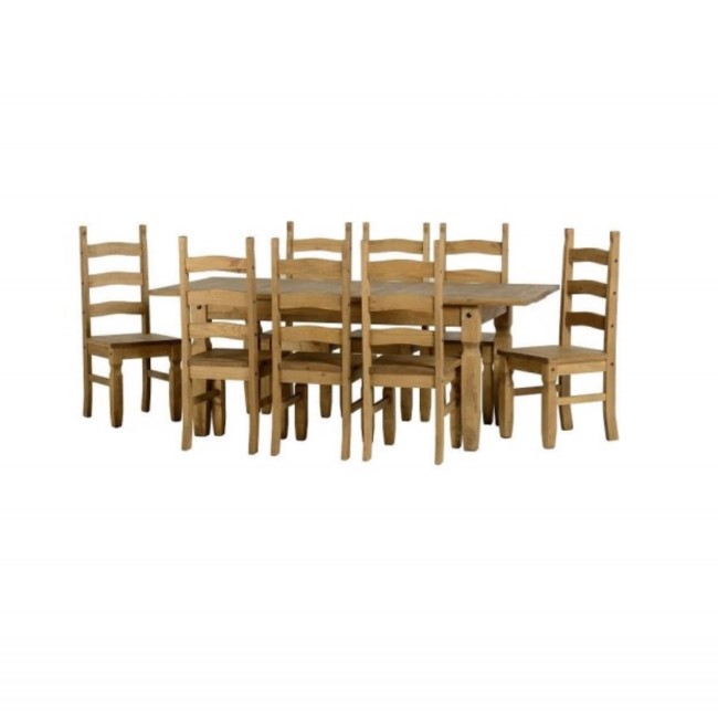 Extendable Dining Table & 8 Chairs in Pine - Corona