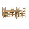 GRADE A2 - Seconique Corona 6&#39; Dining Set With 5&#39; Bench And 4 Chairs - Distressed Waxed Pine