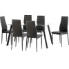 Seconique Abbey 6 Seater Dining Table Set With Black Faux Leather Chairs