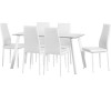 Seconique Abbey Glass Dining Table Set With Six White Faux Leather Chairs