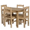 Seconique Panama Dining Set - Natural Wax Pine Dining Table &amp; 4 Natural Wax Pine Dining Chairs