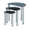Seconique Cara Nest of Tables - Black Glass/Silver
