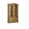 GRADE A1 - Seconique Corona 2 Door 2 Drawer Glass Display Unit - Pine and Glass