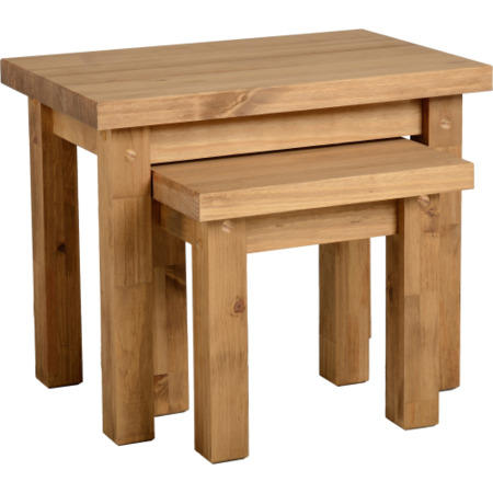 Seconique Tortilla Nest of Tables in Distressed Wax Pine