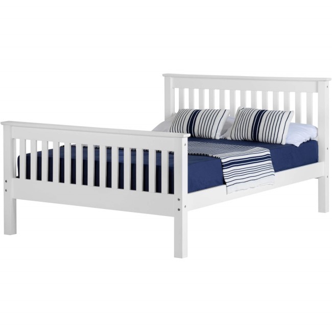 GRADE A1 - Seconique Monaco White Double Bed Frame With High Foot End