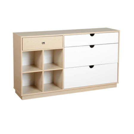 Seconique Fusion 4 Drawer Sideboard - Ivory Maple/White High Gloss