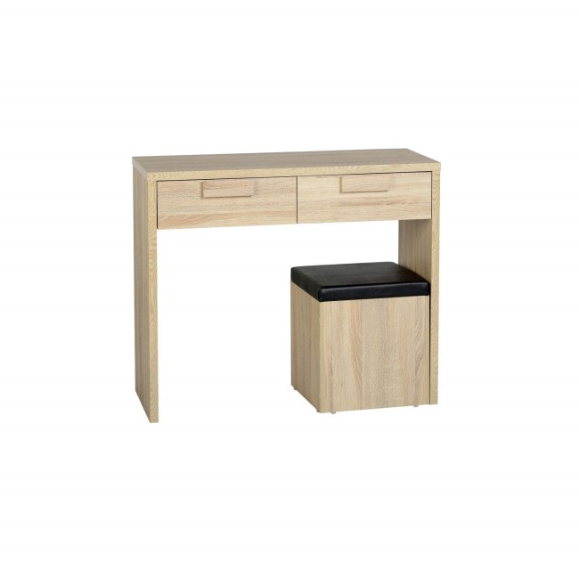 GRADE A2 - Seconique Cambourne 2 Drawer Dressing Table Set - Sonoma Oak Effect Veneer/Black PVC