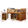 GRADE A1 - Windermere Solid Pine Mid Sleeper with Pull Out Desk
