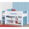 YoYo Boys Mid Sleeper Bed in Blue &amp; White with Shelving Unit