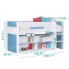 YoYo Boys Mid Sleeper Bed in Blue &amp; White with Shelving Unit
