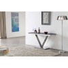 Wilkinson Furniture Harper Stainless Steel Console Table with Black Glass Top
