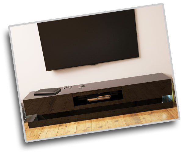 Evoque Black High Gloss TV Unit with Lower LED Lighting ...