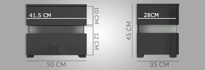 sense bedside table dimensions