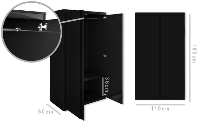 Lexi Black wardrobe dimensions