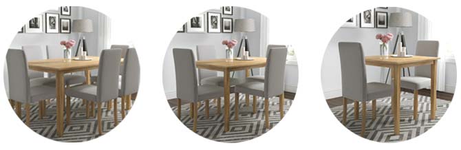 New Haven dining table sizes