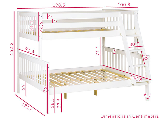 Oxford white double bunk dimensions