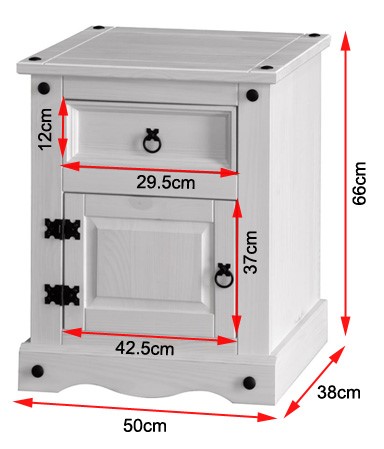 CRW510 Bedside table with dimensions