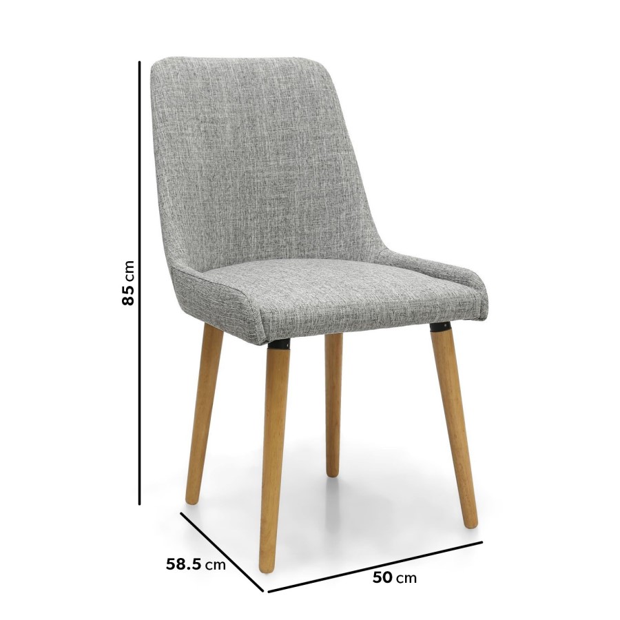 Set of 2 Grey Fabric Dining Chairs - Capri