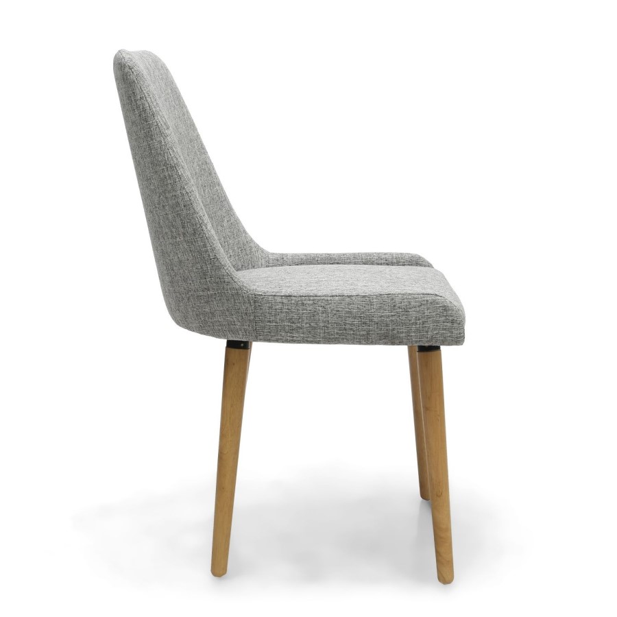 Set of 2 Grey Fabric Dining Chairs - Capri