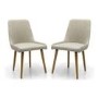 GRADE A1 - Pair of Dining Chairs in Beige Fabric with Wooden Legs - Capri