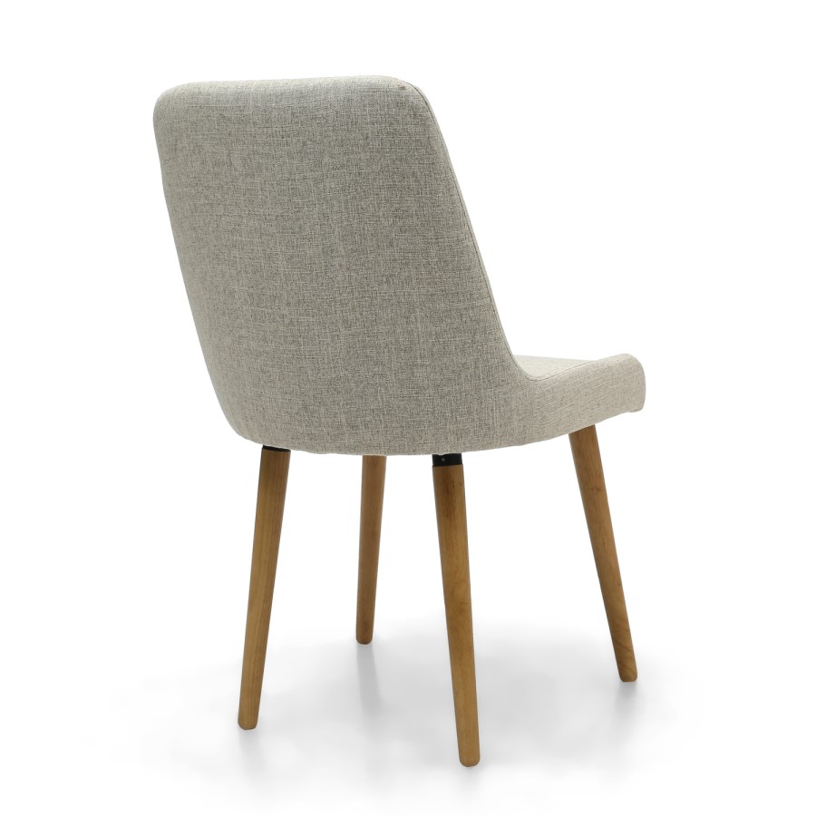 GRADE A1 - Pair of Dining Chairs in Beige Fabric with Wooden Legs - Capri