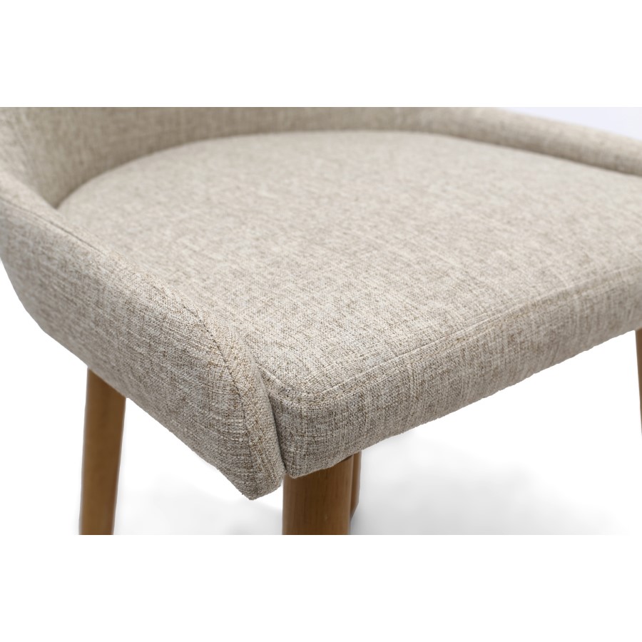 GRADE A1 - Pair of Dining Chairs in Beige Fabric with Wooden Legs - Capri