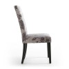 Shankar Randall Pair of Stud Detail Jacquard Grey Dining Chairs with Black Legs