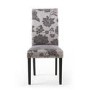 Shankar Randall Pair of Stud Detail Jacquard Grey Dining Chairs with Black Legs