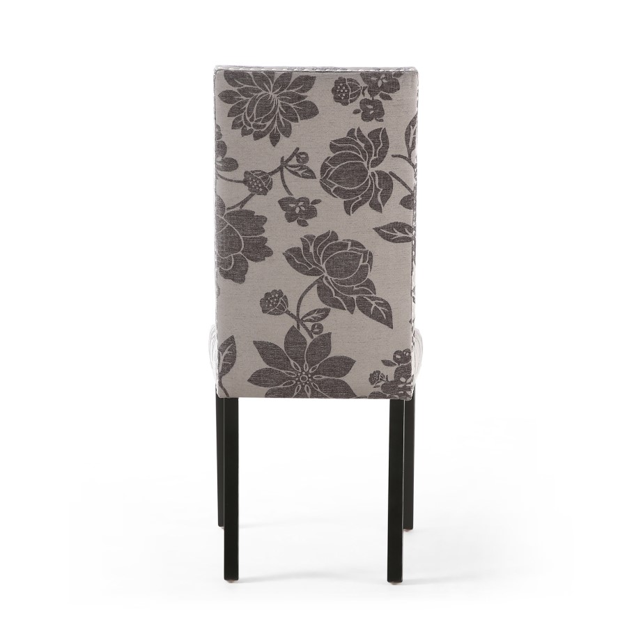 Shankar Randall Pair of Stud Detail Jacquard Grey Dining Chairs with Black Legs
