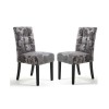Shankar Moseley Pair of Waffle Back Jacquard Grey Dining Chairs with Black Legs
