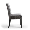 Shankar Moseley Pair of Waffle Back Jacquard Grey Dining Chairs with Black Legs