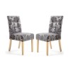 Shankar Moseley Pair of Waffle Back Jacquard Grey Dining Chairs with Natural Legs
