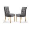 Shankar Moseley Pair of Waffle Back Linen Effect Grey Dining Chair with Natural Legs