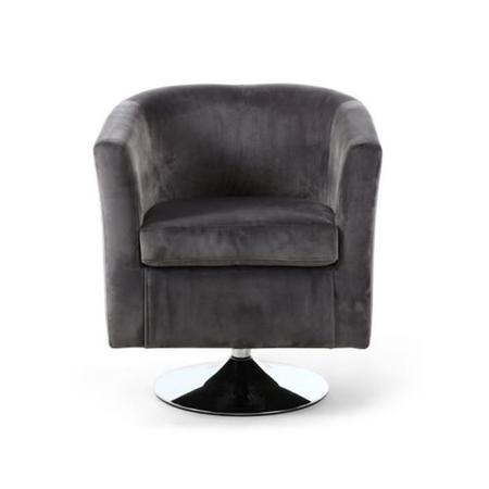Grey Brushed Velvet Swivel Base Tub Chair
