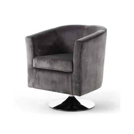 Grey Brushed Velvet Swivel Base Tub Chair