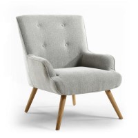 Silver Grey Fabric Armchair - Shankar