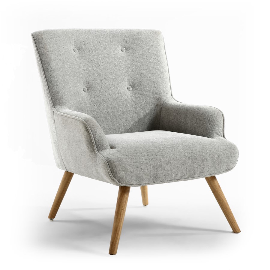 Silver Grey Fabric Armchair - Shankar