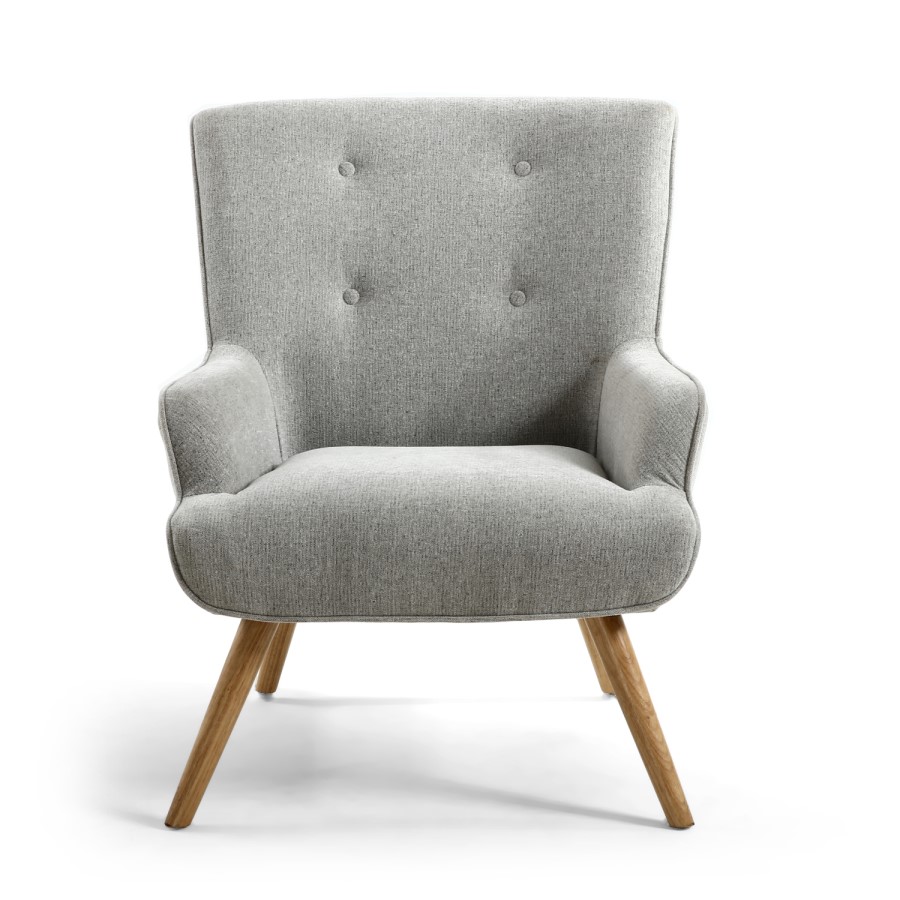 Silver Grey Fabric Armchair - Shankar