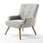 Silver Grey Fabric Armchair - Shankar