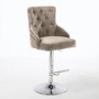 GRADE A1 - Rocco Brushed Velvet Mink Adjustable Bar Stool with Stud Detail