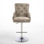 GRADE A1 - Rocco Brushed Velvet Mink Adjustable Bar Stool with Stud Detail