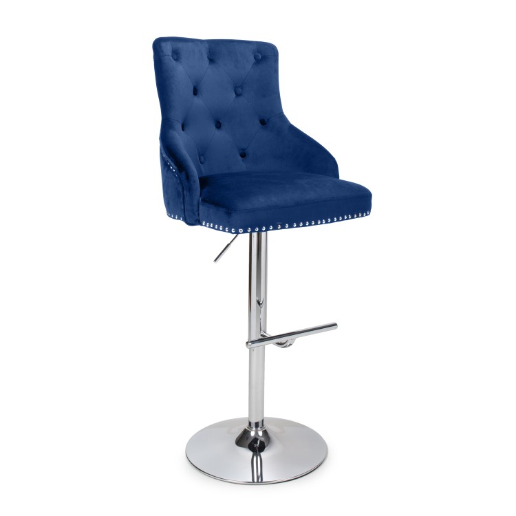 Blue Velvet Adjustable Bar Stool - Rocco